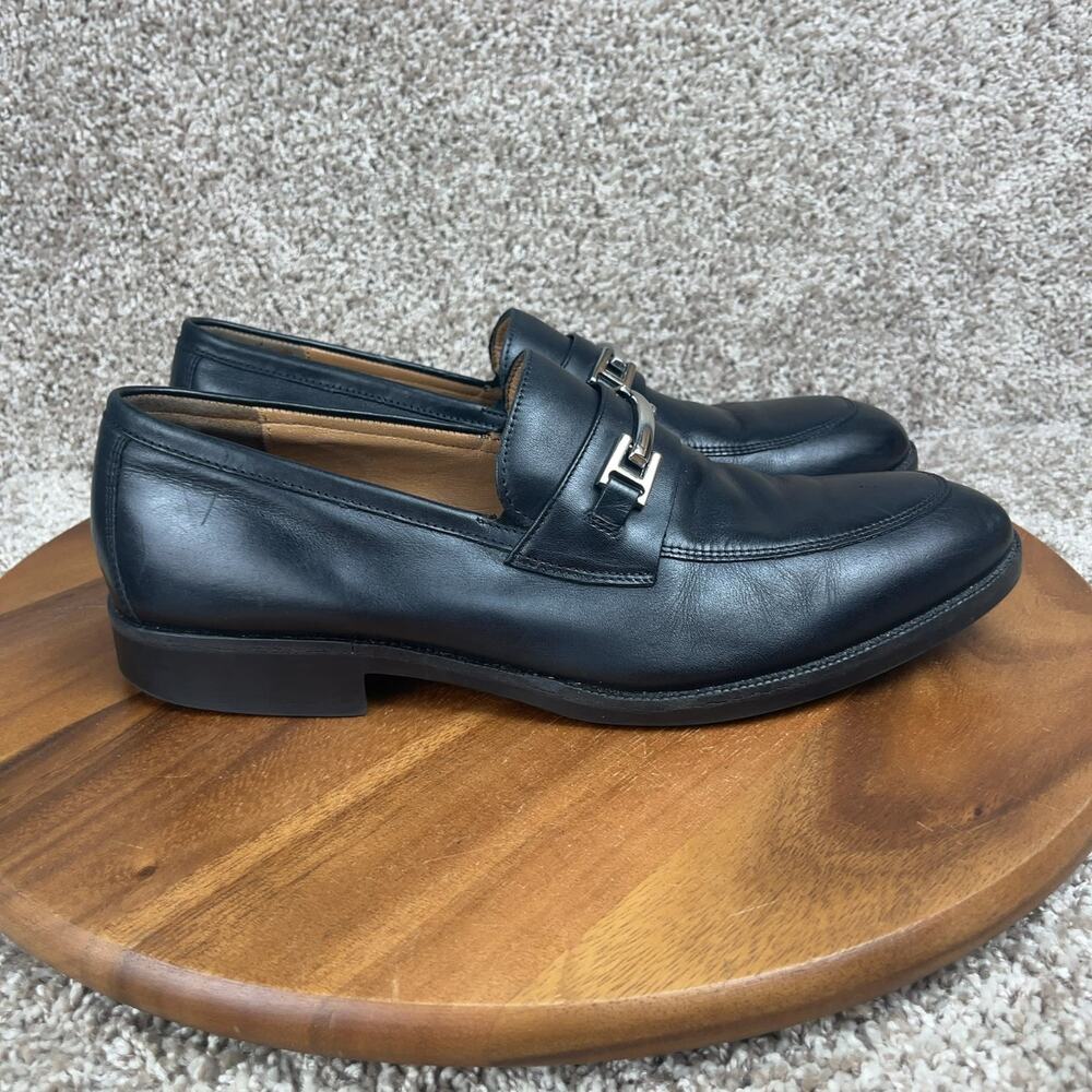 Johnston & Murphy Horse Bit Black Leather Mens Size 12 M Slip On Dress Shoes